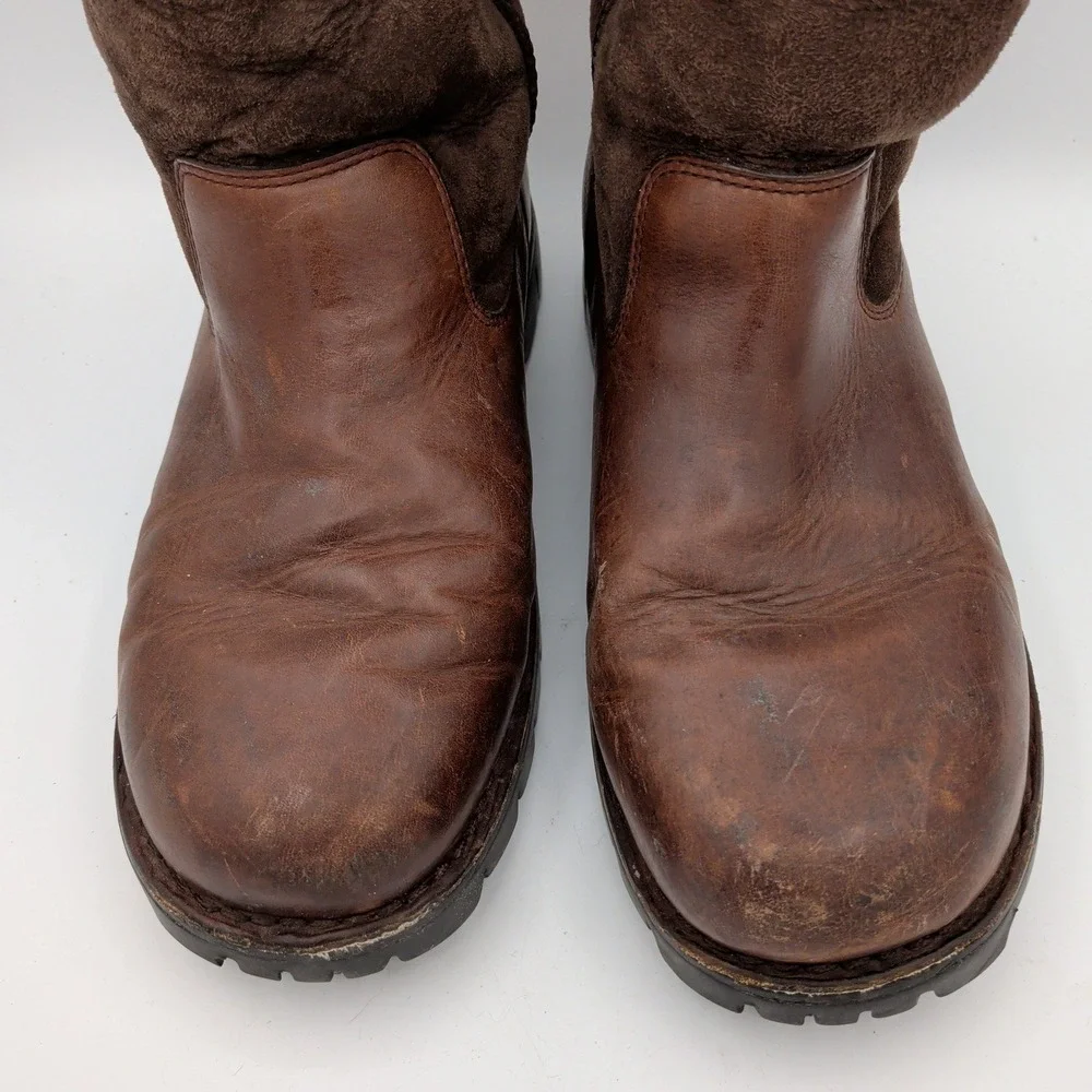 UGG Australia Beacon Brown Leather Sheepskin Winter Snow Boots Mens 11 S/N 5485